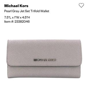 Michael Kors Lrg Jet Set Trifold Wallet Pearl Grey